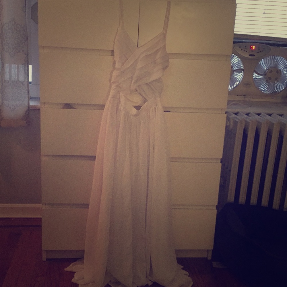 White floor length cutout dress